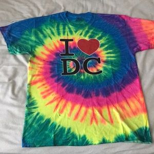 Unique spiral Tiedye I love DC shirt